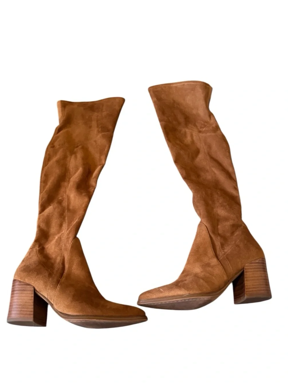 Marc‎ Fisher Tan Suede Over-the-Knee Block Heel Boots